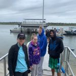 Boarding the ferry to the fort