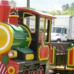 Taylor takes over as train conductor.