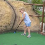 Taylor showing off her putting form.