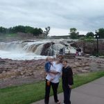 Mom, Trev, and Tay on the path through the Falls.